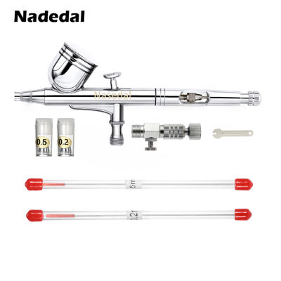 Nasedal Dual -Action Airbrush 9cc 0 . 3 มม. ชุดอุปกรณ์เครื่องมือสําหรับใช้ในการเพ้นท์ตกแต่งเล็บ 0 . 2 มม. 0 . 5 มม .