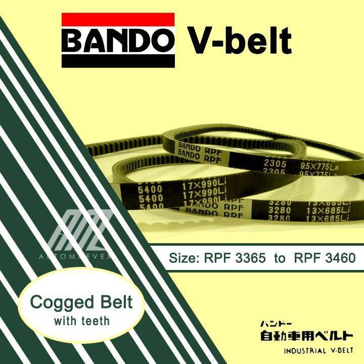 Bando Fan Belt RPF Series 3365 to 3460 VBelts (Cogbelt With Teeth