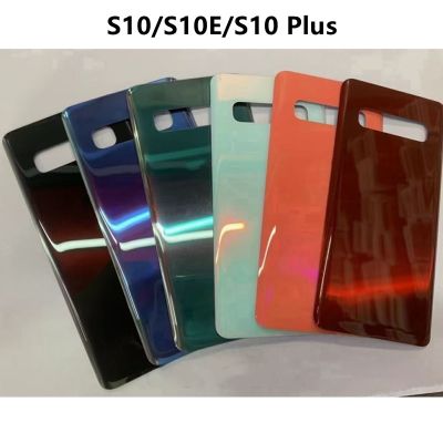 New For Samsung Galaxy S10 Plus G975 Back Battery Cover For S10 G973 S10E S10plus Glass Rear Housing Cover Adhesive Replace Case