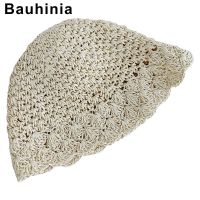 Bauhinia brand wave side foldable hand-woven straw hat shade sunscreen hat female small eaves straight barrel fisherman hat