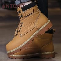 CODkuo0186 【JINTOHO】BIg Size 38-46 Men Winter Boots Fashion Leather Shoes Men Non-Slip Rubber Shoes Outdoor Hiking Boots