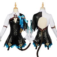 Anime Game Genshin Impact Lynette Cosplay Wig Full Set Costume Magician Carnival Uniform Clothes Halloween Women Dress