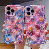 เคสสำหรับ Iphone14promax 13promax ฝาครอบนิ่มลายดอกไม้ภาพสีน้ำมันแฟชั่นบลูอ่อนสำหรับ Iphone 14Pro 12 11 13 Pro Max 11Promax 14pro Max Anti Drop Max