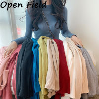 Field ผู้หญิงถักเสื้อกันหนาวครึ่งคอเต่า Multi-Color Bottoming เสื้อแขนยาวสีทึบ Pullover Tops