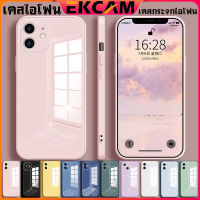 ??Ekcam ป้องกันเลนส์เต็มรูปแบบ เคสไอโฟน เคส เคสกระจก for 14 13 12 11 Pro Max Mini X XS XR XSMAX 7P 8P 7 8 Plus ProMax เคสกระจกนิรภัยซิลิโคนเหลวขอบนิ่ม smart phone case Shell