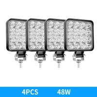 4ชิ้น16led 48W ทำงาน12V 24V ไฟสปอร์ตไลท์ Led สำหรับรถยนต์ตารางออโต้รถบรรทุกออฟโรด Led มินิอุปกรณ์ออฟโรด