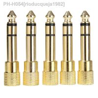 Mayitr 5pcs 6.3mm To 3.5mm Headphone Stereo Audio Adapter 1/4 Male Plug To 1/8 Female Jack Headphone Audio Adapter