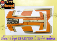 สติ๊กเกอร์ชุด SPRINTER ปี 86 ติดรถสีแดง