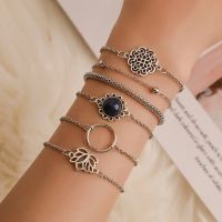 [COD] European and style fashion six-piece bracelet female bohemian ethnic hollow lotus set combination