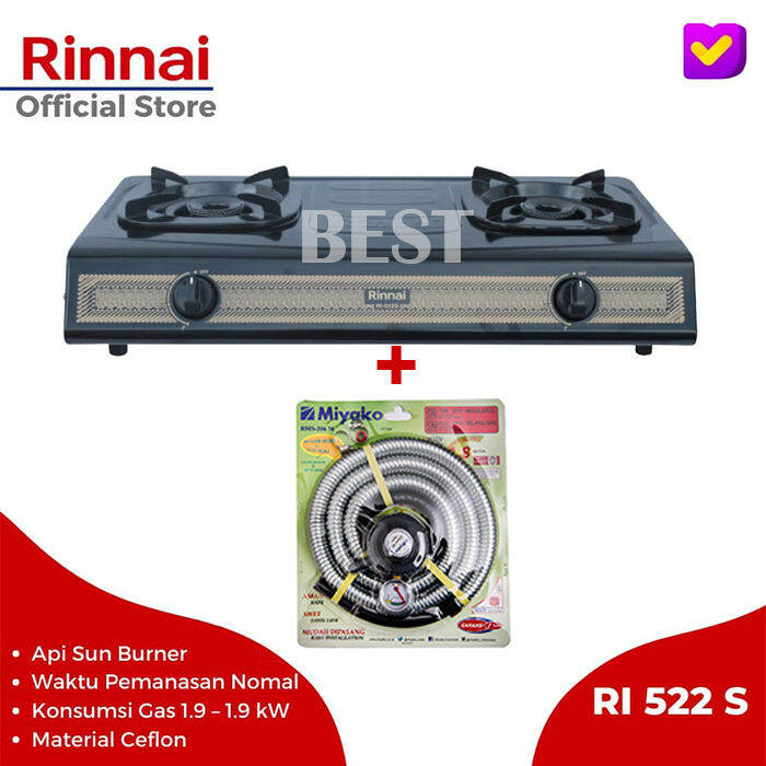 Kompor Gas Rinnai RI 522S Kompor 2 Tungku Ceramic Burner Series Ceflon  Kompor Api Sun Burner Rinnai RI522S | Lazada Indonesia