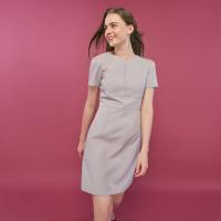 VANNSTOFF Grey Emilie Dress ชุดเดรสมีดีเทลเปิไหล่แขนสั้น