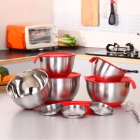 ETXStainless Steel Mixing Bowl With Lids Grater bread Cake ice cream jug baking stand Food mixer Bowls Stirring kitchen Tableware