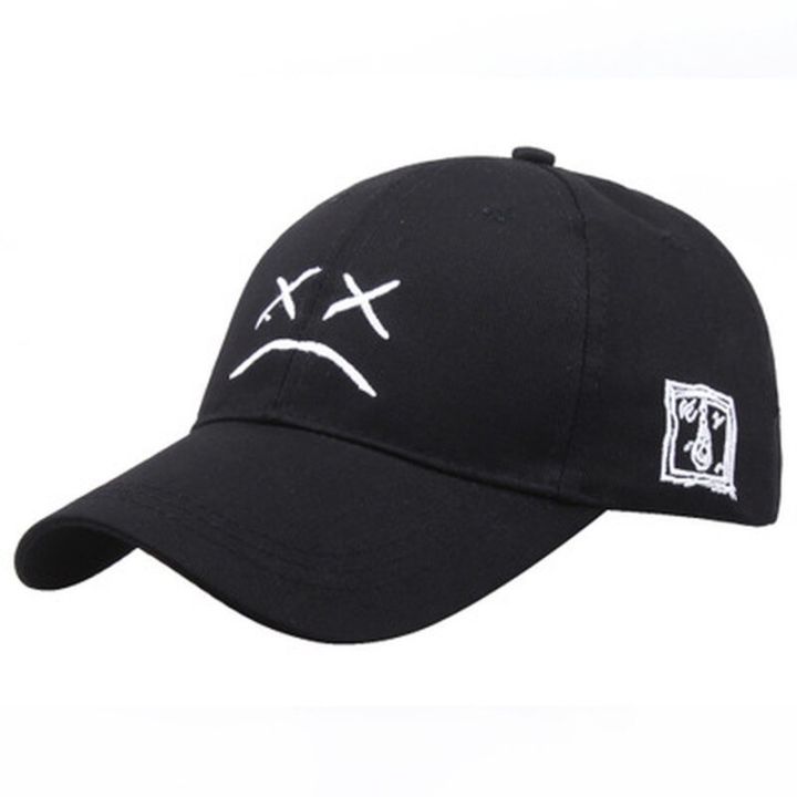 lil-peep-หมวกเบสบอลแฟชั่น-k-1-หมวกฮิปฮอปหมวกคุณพ่อลายเศร้าหมวกกอล์ฟปักลายหมวกแก๊ปฝ้ายสแน๊ปแบคป้องกันแสงแดด