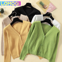 LOMOGI แขนยาวผู้หญิงบางเสื้อกันหนาวลำลองคาร์ดิแกน