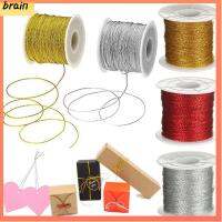 BRAIN 20/100 Meters DIY ผูกเชือก แท็กไลน์ การทำสร้อยข้อมือ ด้ายบรรจุภัณฑ์ สายเมทัลลิค ริบบิ้นสายรัดคริสต์มาส สตริงทิงเซล