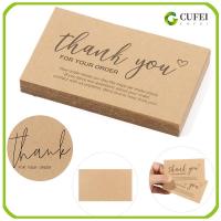 CUFEI 30PCS แพ็คเก็ต สำหรับธุรกิจขนาดเล็ก การ์ดสต็อก ป้ายอวยพร โปสการ์ด andquot;ขอบคุณสำหรับการสั่งซื้อandquot; แสดงความขอบคุณ การ์ดกระดาษคราฟท์