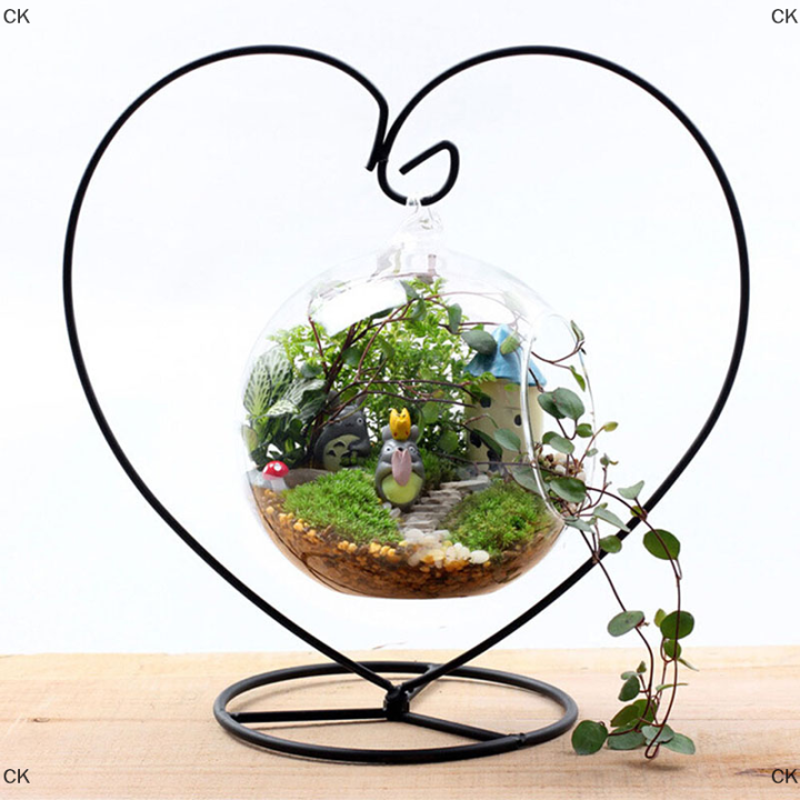 ck-black-heart-shaped-เหล็กแขวนโรงงานแจกันแก้ว-terrarium-stand-holder