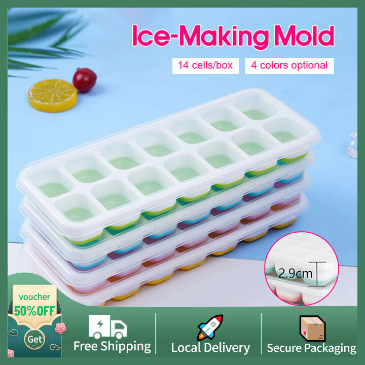 14 Holes Premium Silicone Ice Cube Maker MR.DIY Ice Cube Tray With ...