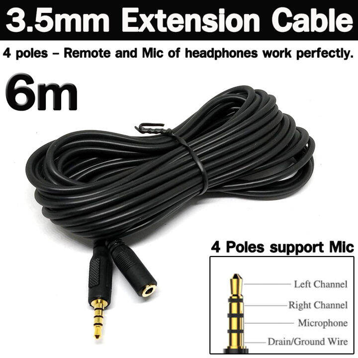3.5mm Stereo Jack Headphone Extension Cable Aux Audio Wired Cord Lead