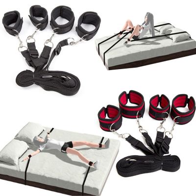 【JH】 Sex Adult Game BDSM Bondage Set Erotic Under Bed Slave Restraint Straps Handcuffs Ankle Cuffs Binding Couple