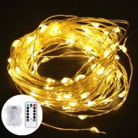 8 Mode LED Copper Wire String Light Fairy Garland Christmas Tree Decorations Outdoor with Remote Battery Powered Wedding Decor Fairy Lights