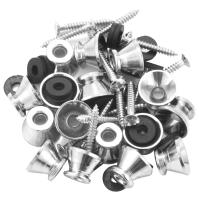 Guitar Bass Chrome Metal End Pin Strap Buttons Locks Cushion Screws (16Pcs)