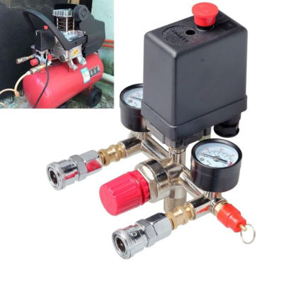 UNI 90-120PSI Air Compressor Pressure Control Switch Valve Manifold Regulator Gauges