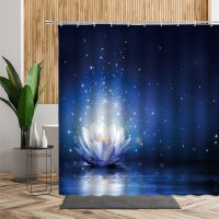 Zen Lotus Shower Curtain Purple Dream Color Flowers Background Bathroom Decoration Polyester Waterproof Bath Curtains With Hooks