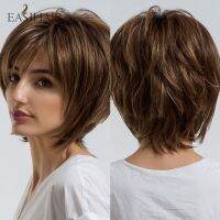 EASIHAIR วิกวิกผมสังเคราะห์สีน้ำตาลน้ำผึ้งสั้นสำหรับผู้หญิง,วิกผมผมธรรมชาติเป็นชั้นฟรีทนความCreative Dream Worksได้วิกผมทุกวัน