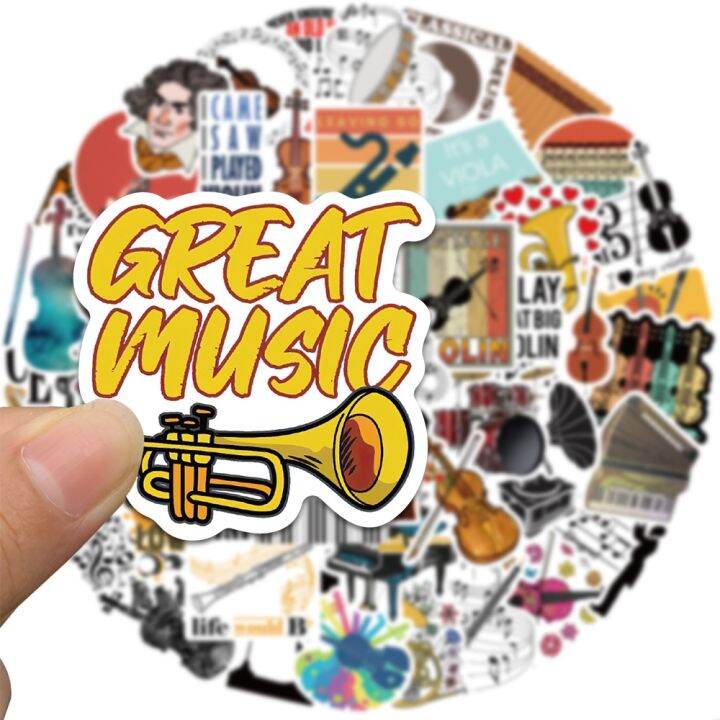 yf-10-52pcs-musical-instrument-music-cartoon-graffiti-stickers-refrigerator-luggage-kid-classic-sticker-decals