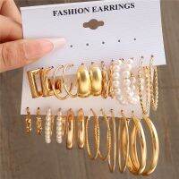 【YP】 Gold Color Hoop Earrings Set Metal Dangle Twist for Jewelry Gifts