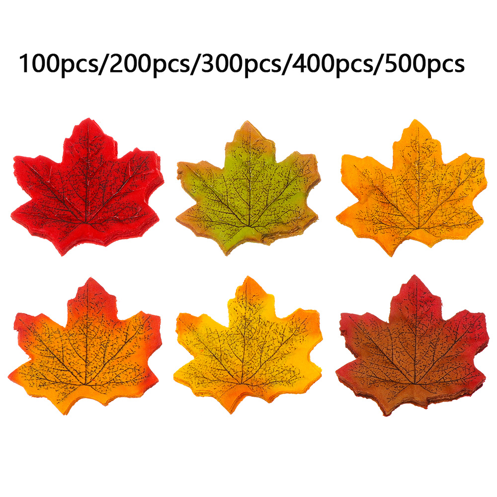 100Pcs/200Pcs Artificial Autumn Maple Leaves Mixed Colored Maple Leaf 