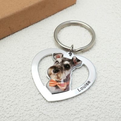 【CW】✗  Custom Photo Keychain Personalized Picture Chain Dog Portrait Photograph Keyring Memorial