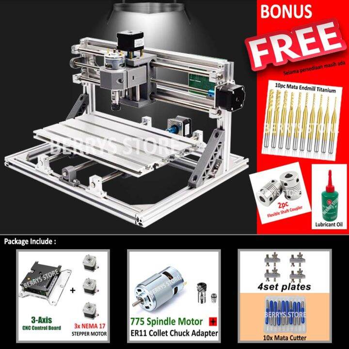 MESIN CNC MINI ROUTER MILLING CUTTING GRAFIR PCB KAYU AKRILIK 3018 ...