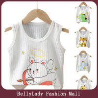 BellyLady เสื้อกล้ามคอกลมผ้าฝ้ายระบายอากาศได้ดีสำหรับฤดูร้อน,เสื้อกั๊กพิมพ์ลายสัตว์การ์ตูนสำหรับเด็กหญิงเด็กชายอายุ1-6ปีเด็กแบบแฟชั่น