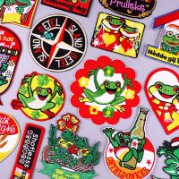 Oeteldonk Patch Embroidery/Frog Patch Carnival Netherland Oeteldonk Emblem Iron On Patches For Clothing DIY Hook Loop Patches