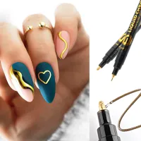 【CW】 Metal Gold Painting Graffiti Lines Abstract Manicure LE704