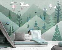 [W ใหม่] Beibehang Custom Modern Fresh Light Simple น่ารักเรขาคณิต Mountain Forest บอลลูนเด็ก39; S Room พื้นหลัง3d วอลล์เปเปอร์-วอลเปเปอร์-AliExpress