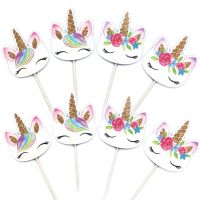 【CW】❄♧✎  24PCS Unicorn Toppers Cakes Picks Bar Baby Shower Supplies Kids Birthday