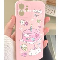 เคสไอโฟนน่ารัก เค้กลูกสุนัขสีชมพู Apple 14/13promax เคสโทรศัพท์มือถือ 12/11pro รวมทุกอย่าง xr/xs soft 7/8plus