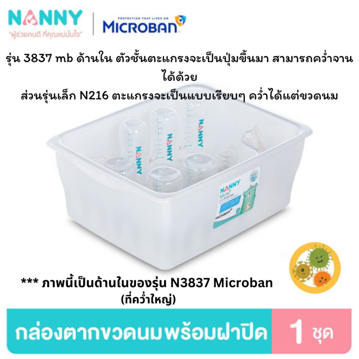 nanny-microban-แนนนี่-กล่องใส่ขวดนม-ที่คว่ำขวดนม-มีฝาปิด-ที่ตากขวดนม-ที่เก็บขวดนม-กล่องเก็บขวดนมใบใหญ่-ที่คว่ำจาน-ป้องกันแบคทีเรีย