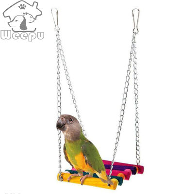 Weep Wood Parrot Nibble Swing Stand Bar Climbing Ladder Handstand Bird Hammock Hanging Toy amaca piedi