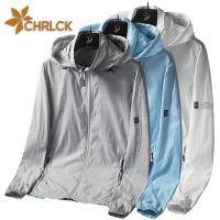 CHRLCK Mens Hiking Fishing Windproof Jackets Zipper Pockets Sun Protection Clothes Men Breathable Skin Anti-UV Windbreakers