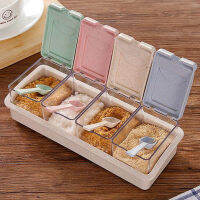 Wheat Straw Seasoning Box Pepper Spice Shaker Salt Seasoning Transparent PP Kitchen Cruet Condiment Bottle Jars Storage Box