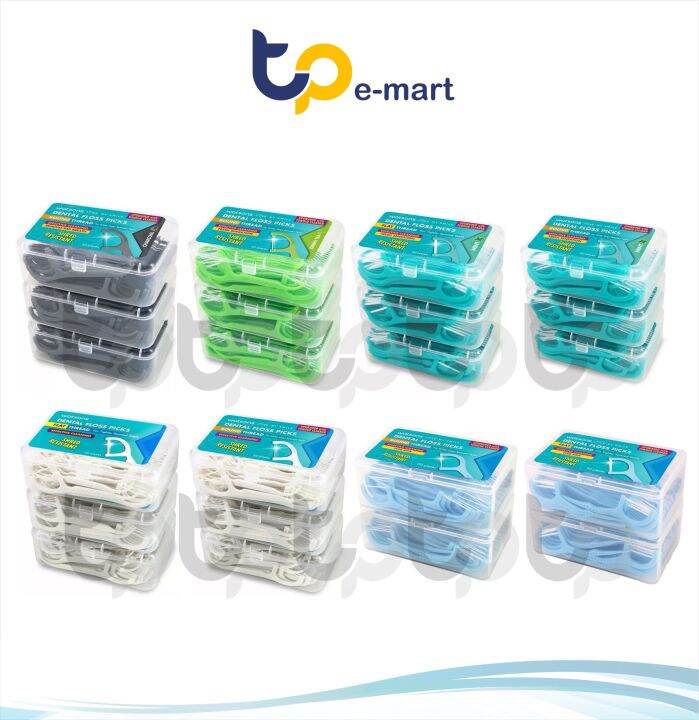 WATSONS Dental Floss Picks 50's x 3boxes (Round / Flat Thread)/ Wide