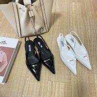 2023 New Sheepskin Flat Shoes Pointed Toe PraˉdaˉWomens Sandals Leather Lightweight French Solid Colours Loafers