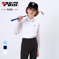 PGM Boys Golf Wear Shirt Children Sun-proof Clothing Long Sleeve Base Undershirt Youth Sports Clothes White Ultralight YF407