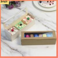 BRAIN 20Pcs พร้อมหน้าต่างใส กล่องมาการอง กระดาษคราฟท์ ขนมคุกกี้ขนม กล่องคัพเค้กพร้อมหน้าต่าง ใช้แล้วทิ้ง 2สีค่ะ กล่องจัดส่งสินค้า ของขวัญแต่งงานของขวัญ