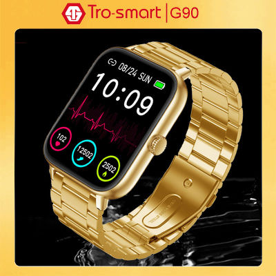 ZZOOI Gold Smart Watch Men Women Fast Charge Smartwatch Golden Smart Clock For Android IOS Fitness Tracker Smart-watch Trosmart G90