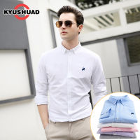 KYUSHUAD แขนยาวเสื้อผู้ชายธุรกิจ Twill เข้ารูปพอดีเสื้อ